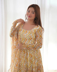 Fabulous Cream Color Zigzag Print Anarkali Suit Fabulous Cream Color Zigzag Print Anarkali Suit