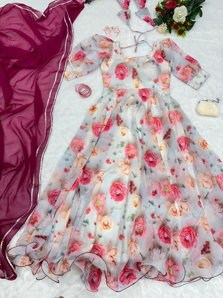 organza dress design Lace and Organza A-Line Wedding Dress with Shawl