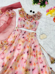 Marvelous Light Pink Color Organza Lehenga Choli Marvelous Light Pink Color Organza Lehenga Choli