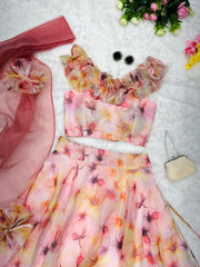 Marvelous Light Pink Color Organza Lehenga Choli Marvelous Light Pink Color Organza Lehenga Choli