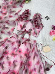 Party Wear Look Light Pink Organza Lehenga Choli Party Wear Look Light Pink Organza Lehenga Choli