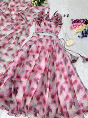 Party Wear Look Light Pink Organza Lehenga Choli Party Wear Look Light Pink Organza Lehenga Choli