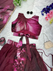 Stylish Pink Color Organza Silk Lehenga Choli Stylish Pink Color Organza Silk Lehenga Choli