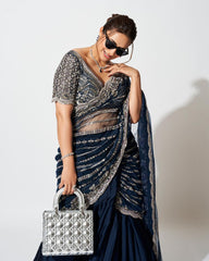 Delightful Blue Color Vichitra Ready To Wear Lehenga Saree Delightful Blue Color Vichitra Ready To Wear Lehenga Saree