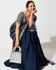 Delightful Blue Color Vichitra Ready To Wear Lehenga Saree Delightful Blue Color Vichitra Ready To Wear Lehenga Saree