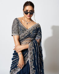 Delightful Blue Color Vichitra Ready To Wear Lehenga Saree Delightful Blue Color Vichitra Ready To Wear Lehenga Saree