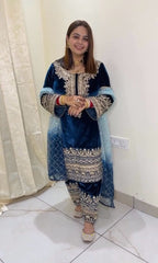 Elegant  Viscose  Velvet  Embroidery sequence Work Sharawar Suit Elegant  Viscose  Velvet  Embroidery sequence Work Sharawar Suit