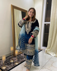 Elegant  Viscose  Velvet  Embroidery sequence Work Sharawar Suit Elegant  Viscose  Velvet  Embroidery sequence Work Sharawar Suit