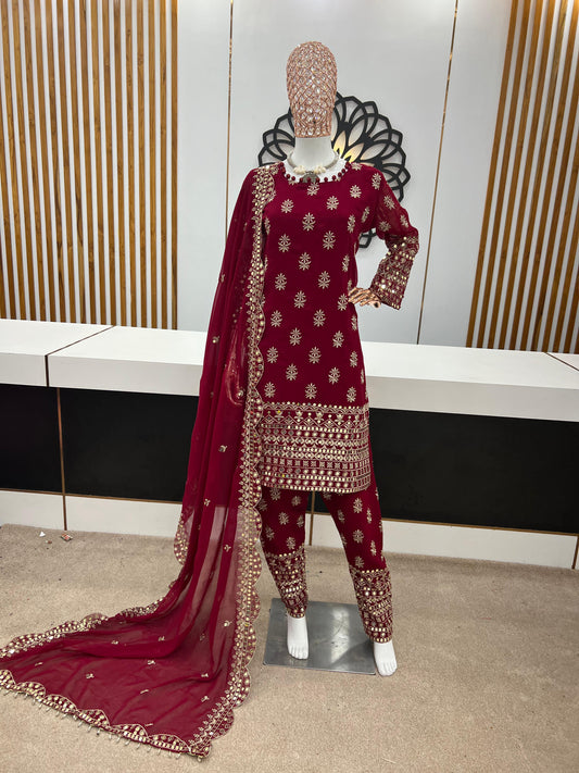 Mesmerizing  Red Color Georgette  Embroidery & Sequence Work Anarkali Suit