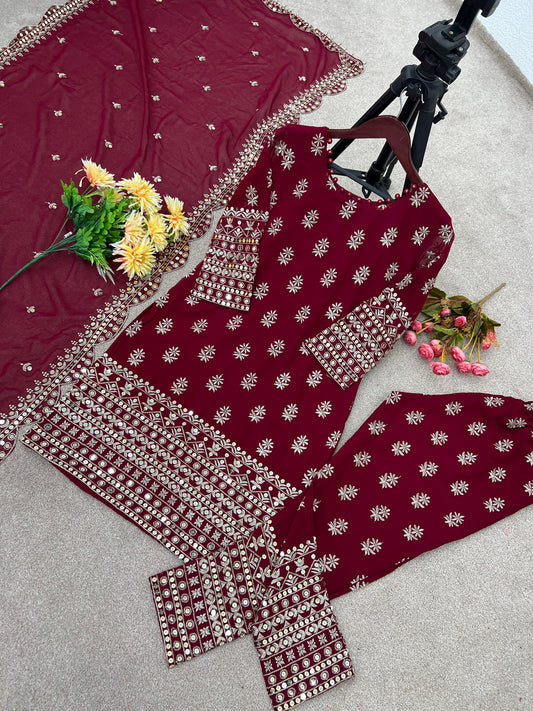 Mesmerizing  Red Color Georgette  Embroidery & Sequence Work Anarkali Suit