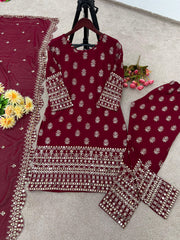 Mesmerizing  Red Color Georgette  Embroidery & Sequence Work Anarkali Suit Mesmerizing  Red Color Georgette  Embroidery & Sequence Work Anarkali Suit