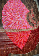 Trendy Red Color Silk Foil Work With Digital  Print  Lehenga Choli Trendy Red Color Silk Foil Work With Digital  Print  Lehenga Choli