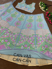 Fabulous Georgette Multi Thread Work Sky Blue Lehenga Choli Fabulous Georgette Multi Thread Work Sky Blue Lehenga Choli