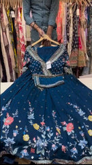 Beautiful Georgette Multi Color Thread Embroidery Coding Work Lehenga Choli Beautiful Georgette Multi Color Thread Embroidery Coding Work Lehenga Choli