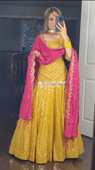 Fantastic Yellow Color Georgette Sequence Work Sharara Suit Fantastic Yellow Color Georgette Sequence Work Sharara Suit
