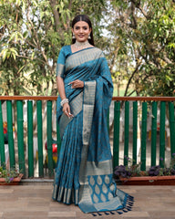 Stunning Rama Color Patola Style Designer Saree Stunning Rama Color Patola Style Designer Saree