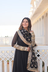 Outstanding Black Color Sequins Embroidered Long Anarkali Gown Outstanding Black Color Sequins Embroidered Long Anarkali Gown