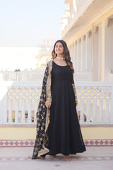 Outstanding Black Color Sequins Embroidered Long Anarkali Gown Outstanding Black Color Sequins Embroidered Long Anarkali Gown