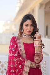Outstanding Pink Color Sequins Embroidered Long Anarkali Gown Outstanding Pink Color Sequins Embroidered Long Anarkali Gown