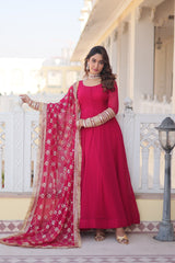 Outstanding Pink Color Sequins Embroidered Long Anarkali Gown Outstanding Pink Color Sequins Embroidered Long Anarkali Gown