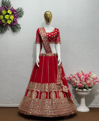 Designer Red Color Sequence Work Lehenga Choli Designer Red Color Sequence Work Lehenga Choli