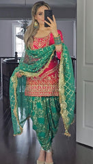 Party Wear Green Color Sequence Work Dhoti Salwar Party Wear Green Color Sequence Work Dhoti Salwar