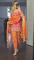 Party Wear Pink Color Sequence Work Dhoti Salwar Party Wear Pink Color Sequence Work Dhoti Salwar
