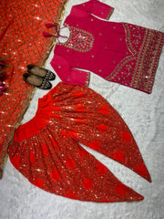 Party Wear Pink Color Sequence Work Dhoti Salwar Party Wear Pink Color Sequence Work Dhoti Salwar
