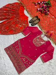 Party Wear Pink Color Sequence Work Dhoti Salwar Party Wear Pink Color Sequence Work Dhoti Salwar