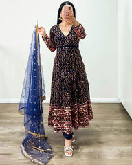 Outstanding Blue Color Sequence With Dori Latkan Anarkali Gown Outstanding Blue Color Sequence With Dori Latkan Anarkali Gown