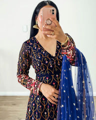 Outstanding Blue Color Sequence With Dori Latkan Anarkali Gown Outstanding Blue Color Sequence With Dori Latkan Anarkali Gown