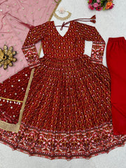 Outstanding Red Color Sequence With Dori Latkan Anarkali Gown Outstanding Red Color Sequence With Dori Latkan Anarkali Gown