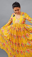 Outstanding Georgette Digital Print Work Yellow Color Outstanding Georgette Digital Print Work Yellow Color