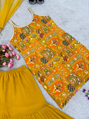 Outstanding  Haldi Wear Yellow Color Georgette Digital Print Sharara Suit Outstanding  Haldi Wear Yellow Color Georgette Digital Print Sharara Suit