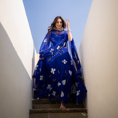 Designer  Georgette Printed Blue Color Gown Designer  Georgette Printed Blue Color Gown