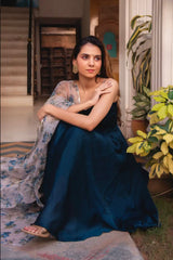 Fantastic Teal Color Satin Silk Plain Long Anarkali Suit Fantastic Teal Color Satin Silk Plain Long Anarkali Suit