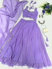 Outstanding  Georgette Purple Color Lehenga Choli Outstanding  Georgette Purple Color Lehenga Choli