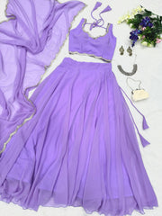 Outstanding  Georgette Purple Color Lehenga Choli Outstanding  Georgette Purple Color Lehenga Choli