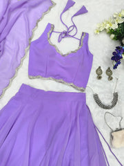 Outstanding  Georgette Purple Color Lehenga Choli Outstanding  Georgette Purple Color Lehenga Choli