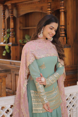 Demanding Sequins & Thread Embroidered work Sharara Suit Demanding Sequins & Thread Embroidered work Sharara Suit
