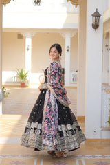 Outstanding  Embroidery Zari Sequins-work Black Color Gown Outstanding  Embroidery Zari Sequins-work Black Color Gown