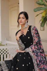 Outstanding  Embroidery Zari Sequins-work Black Color Gown Outstanding  Embroidery Zari Sequins-work Black Color Gown