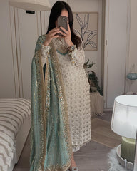 Delightful Sequence Embroidery Work Off White Color Anarkali Suit Delightful Sequence Embroidery Work Off White Color Anarkali Suit