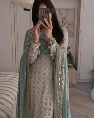 Delightful Sequence Embroidery Work Off White Color Anarkali Suit Delightful Sequence Embroidery Work Off White Color Anarkali Suit