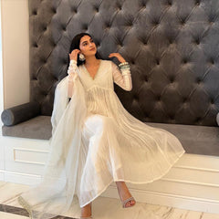 Luxuriant Embroidery Work white Color Alia Cut Anarkali suit Luxuriant Embroidery Work white Color Alia Cut Anarkali suit