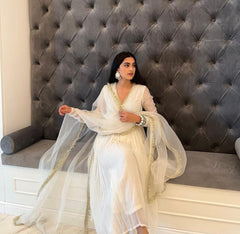 Luxuriant Embroidery Work white Color Alia Cut Anarkali suit Luxuriant Embroidery Work white Color Alia Cut Anarkali suit