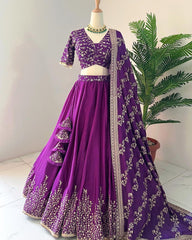 Captivating  Purple Color Heavy Embroidery Sequence Work Lehengha Choli Captivating  Purple Color Heavy Embroidery Sequence Work Lehengha Choli