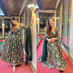 Luxuriant Sequence And Embroidery Work Green Color Anarkali Suit Luxuriant Sequence And Embroidery Work Green Color Anarkali Suit