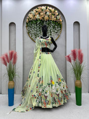 Flattering  Embroidered Work Piasta Color Lehenga Choli Flattering  Embroidered Work Piasta Color Lehenga Choli
