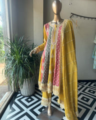 Glimmering Embroidery Full Sequences Work Yellow Color Sharara Suit Glimmering Embroidery Full Sequences Work Yellow Color Sharara Suit